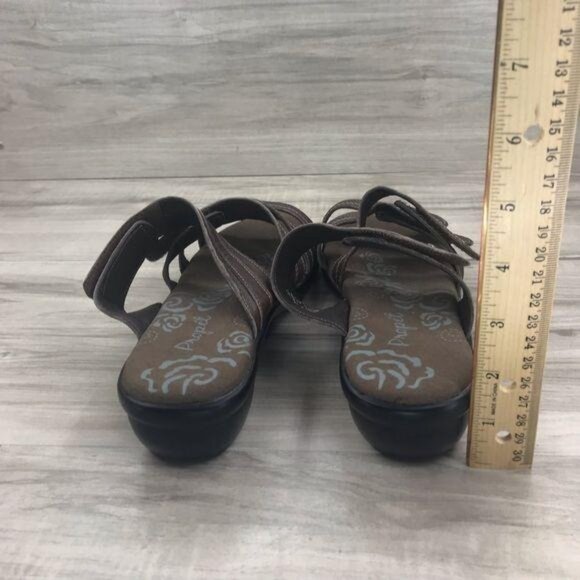 Propet Sandals Women's 7 Brown Leather Hook and Loop Slip On Strappy Shoes - Picture 8 of 11